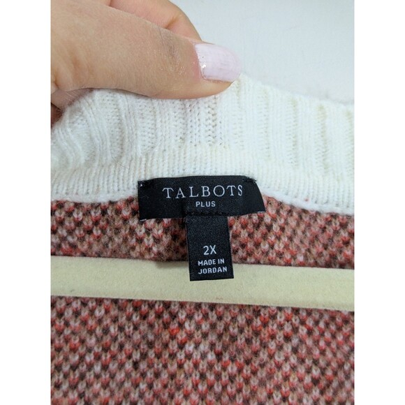 TALBOTS Ivory Brown Orange Argyle Gold Buttons Classic Soft Cardigan Plus SZ 2X - Picture 4 of 11
